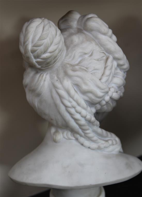 P. Pasquini. An Italian carved marble head of a young woman, height 21in.